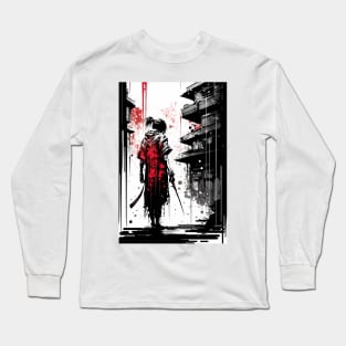 Ink Painting of A Japanese Kenshi Long Sleeve T-Shirt